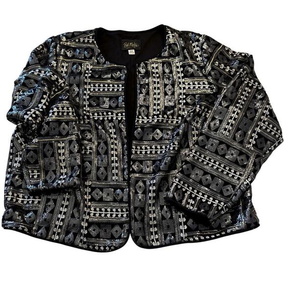 VTG Bob Mackie Wearable Art Black Sequined Jacket Size 18W women's - Picture 1 of 6
